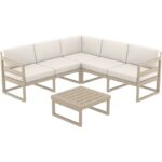 MYKONOS ΓΩΝΙΑ SET TAUPE ΜΕ ΜΑΞΙΛΑΡΙΑ ΠΟΛ/ΝΙΟΥ (+ΤΡΑΠ.65εκ.)