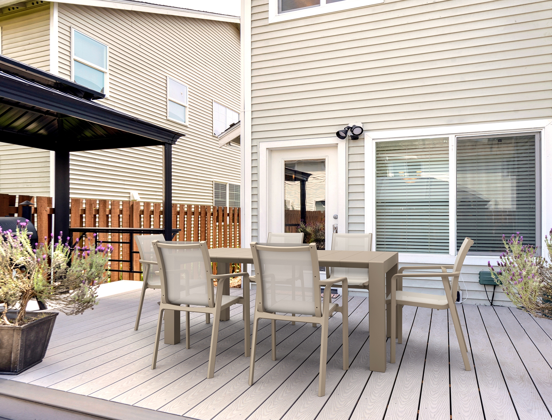 0008162 Σετ Τραπεζαρίας 7τμχ Vegas Pacific Taupe 100X180/220Χ75εκ. - Image 1