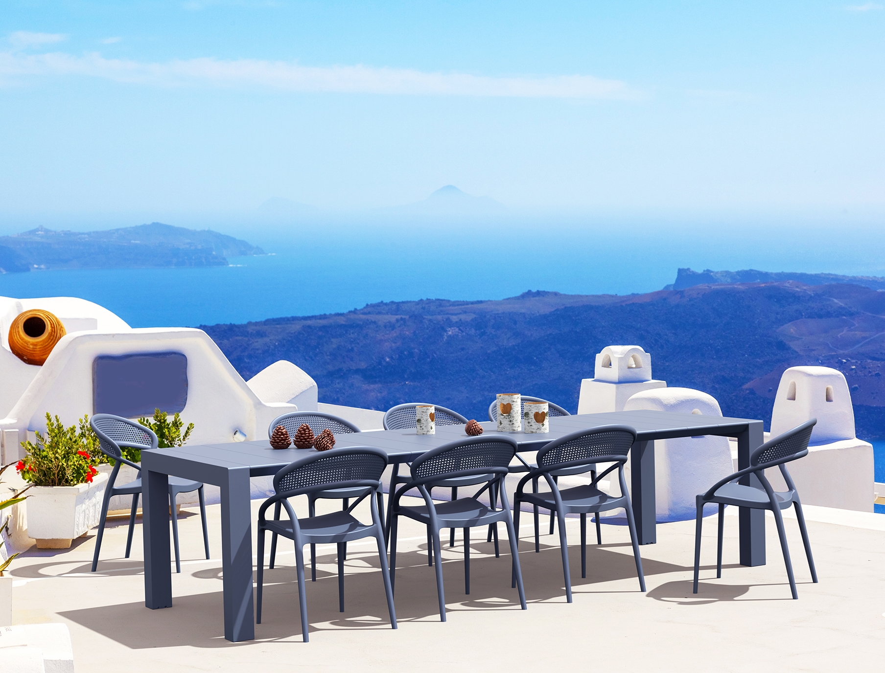 0008185 Σετ Τραπεζαρίας 9τμχ Vegas Sunset Dark Grey 100X260/300Χ75εκ. - Image 1