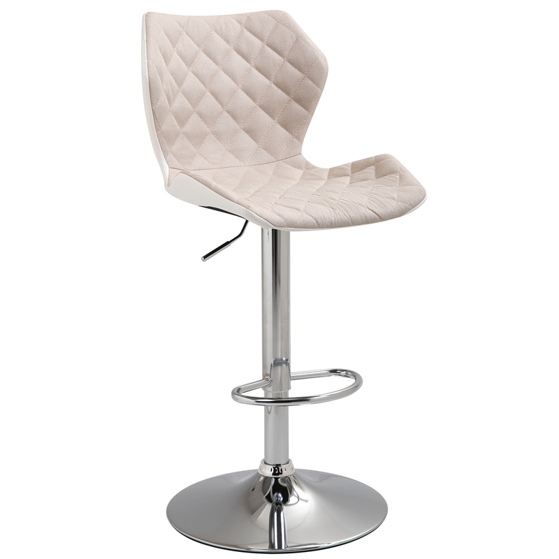 0008307 Σκαμπό Μπάρ 2τμχ Bar90 Εκρού Ύφασμα 47x50x114εκ. - Image 1