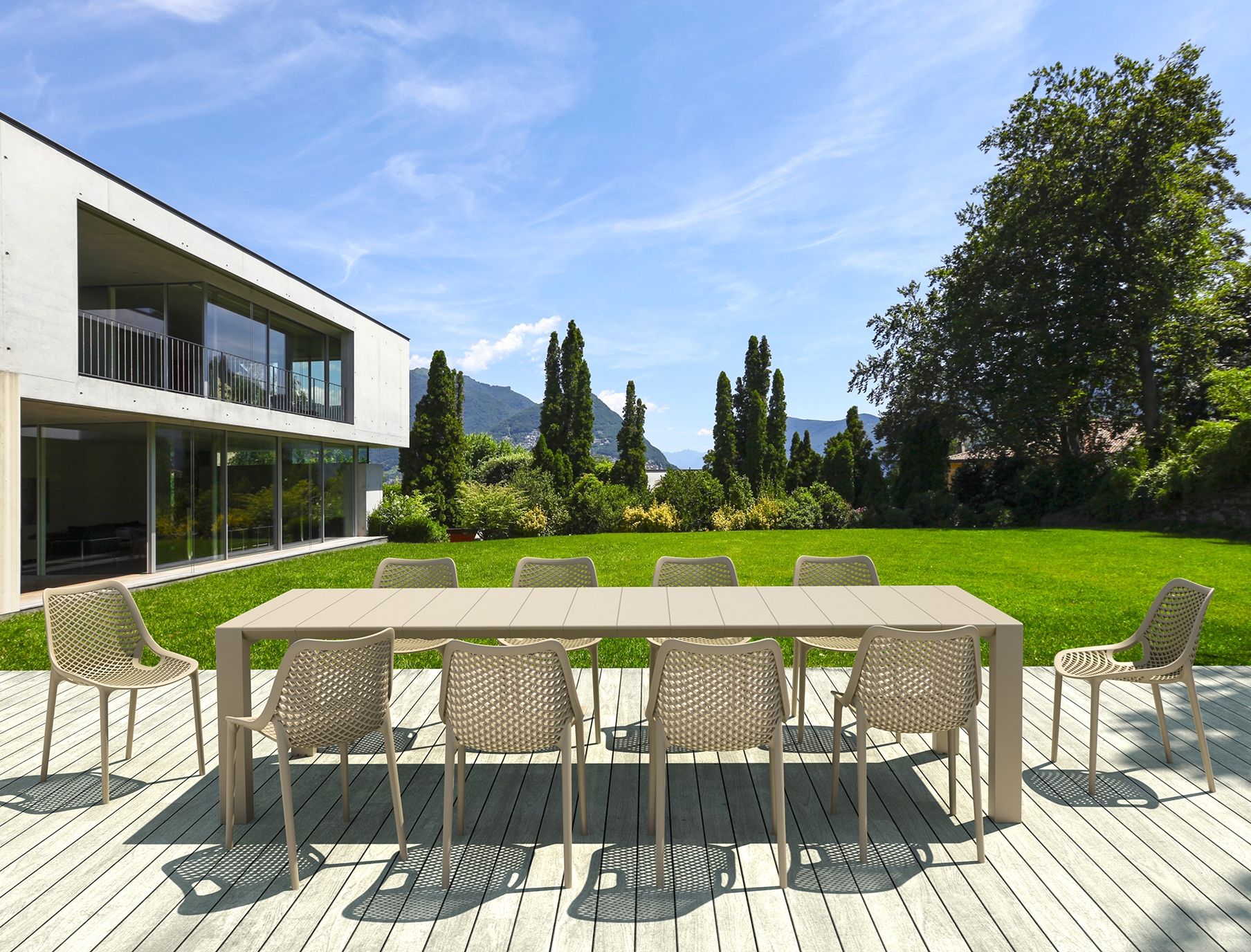 0009045 Σετ Τραπεζαρίας 11τμχ Vegas Air Taupe 100X260/300Χ75εκ. - Image 1