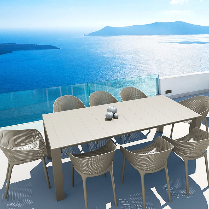 0009159 Σετ Τραπεζαρίας 9τμχ Vegas Sky Taupe 100X180/220Χ75εκ. - Image 1