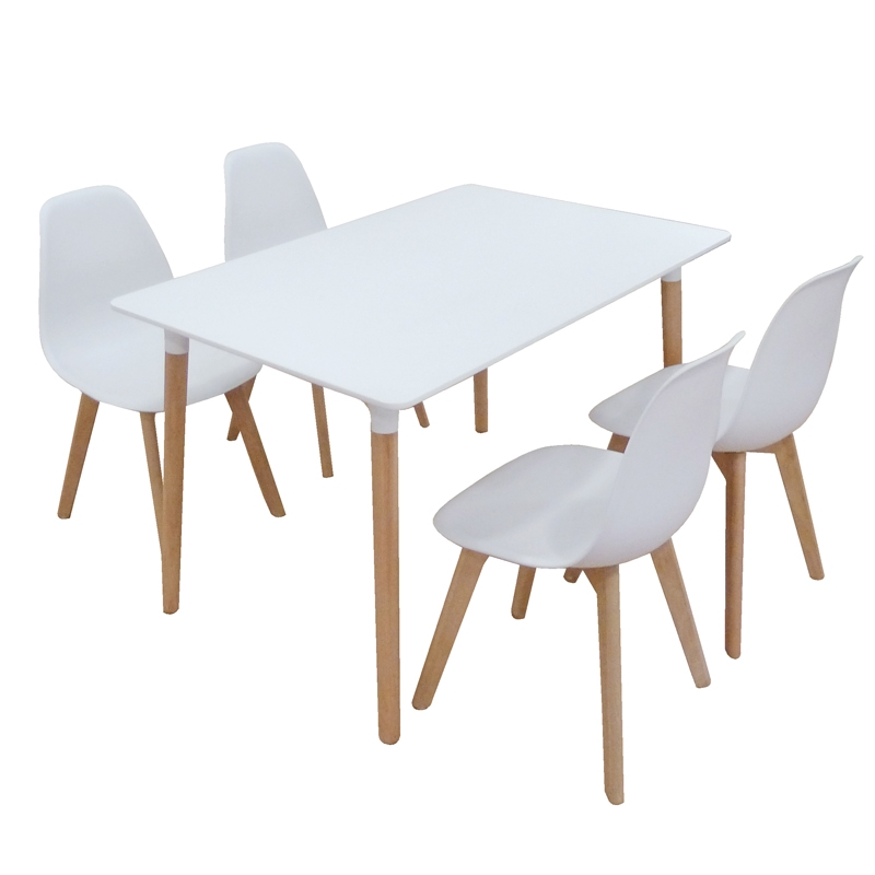 0009363 Σετ Τραπεζαρίας Loft Plus White Randy 5τμχ 120Χ80X72εκ. - Image 1