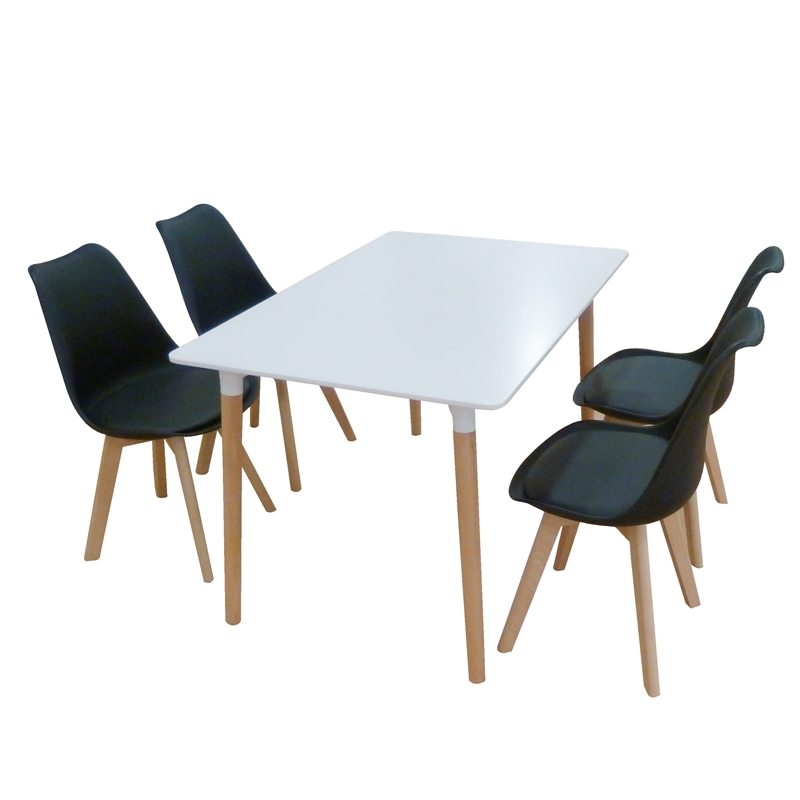 0009365 Σετ Τραπεζαρίας Logan Plus Black Randy 5τμχ 120Χ80X72εκ. - Image 1