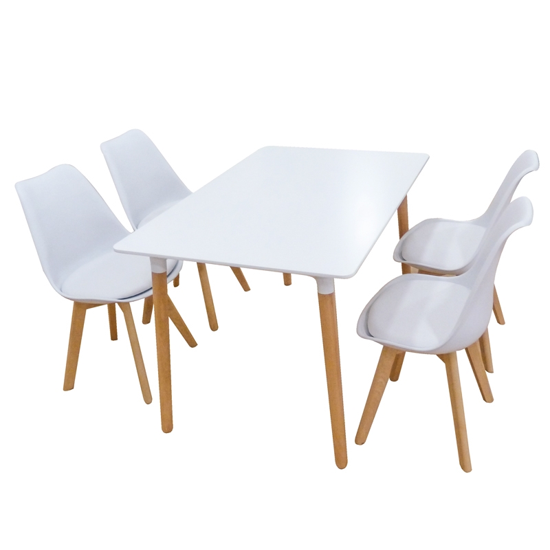 0009367 Σετ Τραπεζαρίας Logan Plus White Randy 5τμχ 120Χ80X72εκ. - Image 1