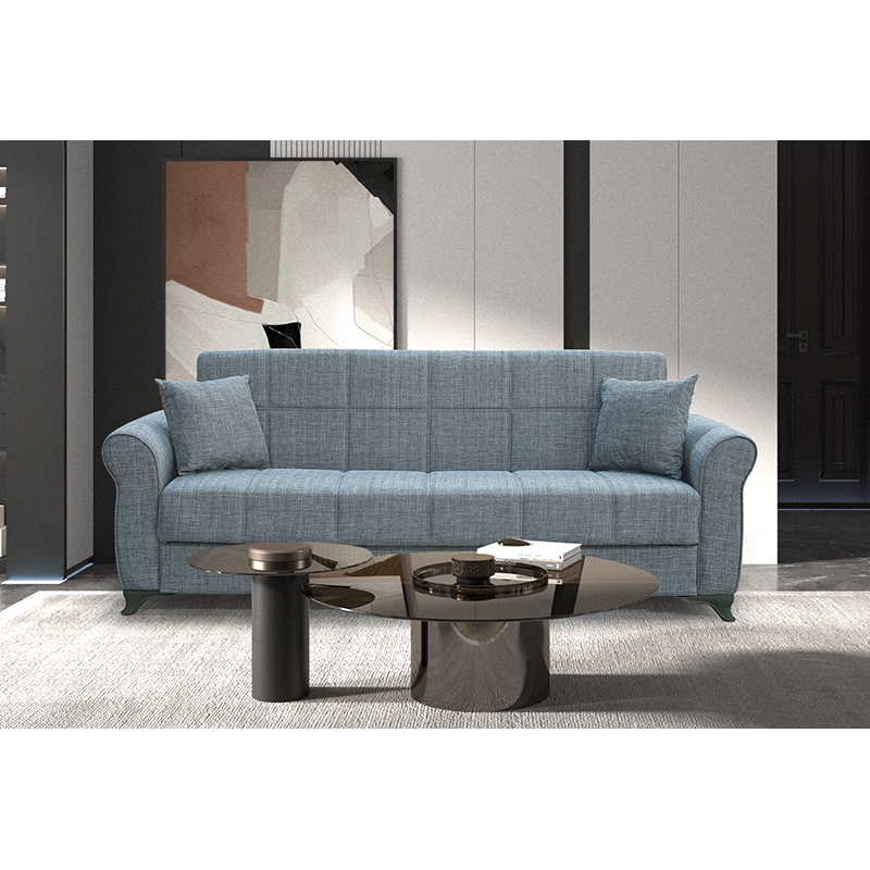 0009965 LENA GREY ΥΦΑΣΜΑ 3ΘΕΣΙΟΣ ΚΑΝΑΠΕΣ/ΚΡΕΒΑΤΙ ΜΕ ΑΠΟΘ.ΧΩΡΟ 210X80εκ. - Image 1