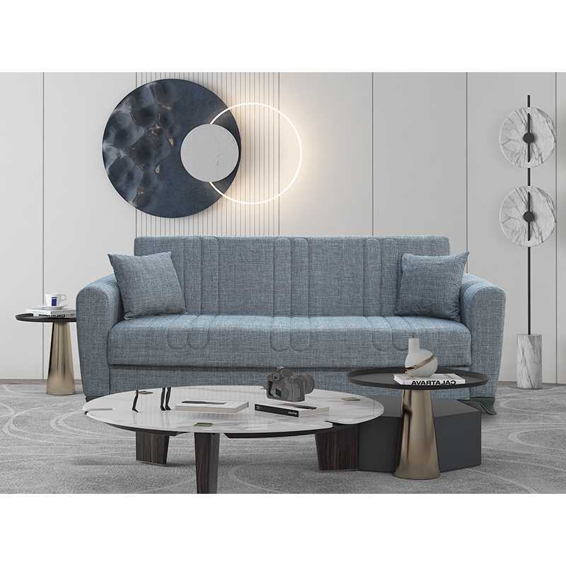 0009975 MELINA GREY ΥΦΑΣΜΑ 3ΘΕΣΙΟΣ ΚΑΝΑΠΕΣ/ΚΡΕΒΑΤΙ ΜΕ ΑΠΟΘ.ΧΩΡΟ 210X80εκ. - Image 1