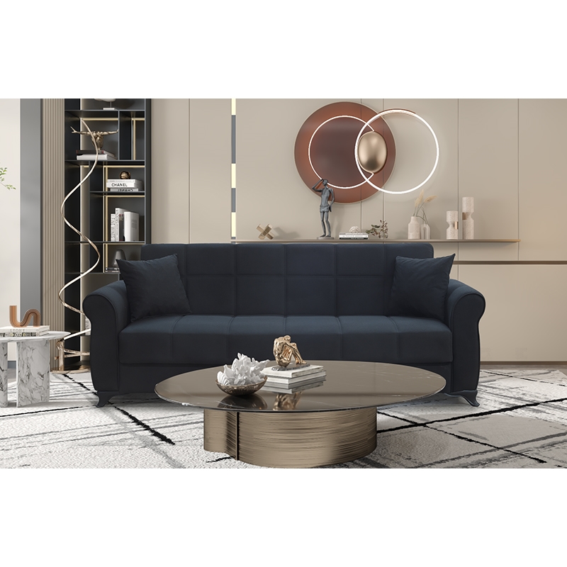 0009985 LENA BLACK ΥΦΑΣΜΑ 3ΘΕΣΙΟΣ ΚΑΝΑΠΕΣ/ΚΡΕΒΑΤΙ ΜΕ ΑΠΟΘ.ΧΩΡΟ 210X80εκ. - Image 1