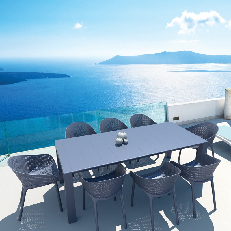 0010194 Σετ Τραπεζαρίας 9τμχ Vegas Sky Dark Grey 100X180/220Χ75εκ. - Image 1