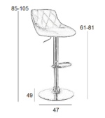 Σκαμπό Μπάρ 2τμχ Bar84 Μαύρο Pu 47x49x105εκ. - Image 2