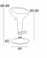 Σκαμπό Μπάρ 2τμχ Bar1 Λευκό Abs 44x40x88εκ. - Image 2