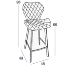 Σκαμπό Μπάρ 2τμχ Martin 66εκ. Μαύρο Ύφασμα 45x49x66-98εκ. - Image 4
