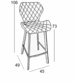 Σκαμπό Μπάρ 2τμχ Martin 73εκ. Μαύρο Ύφασμα 45x49x73-106εκ. - Image 2