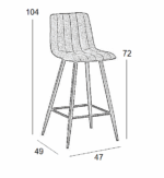 Σκαμπό Μπάρ 4τμχ Nero Μαύρο Ύφασμα 47x49x72-104εκ. - Image 4