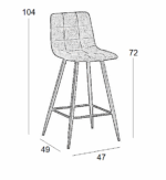 Σκαμπό Μπάρ 4τμχ Nora Off White Ύφασμα 47x49x72-104εκ. - Image 4