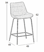 Σκαμπό Μπάρ 4τμχ Ermina Beige Ύφασμα 49x49x62-94εκ. - Image 2