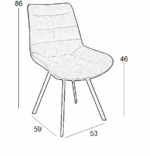 Καρέκλα Τραπεζαρίας Μεταλλική 4τμχ Mira Black Ύφασμα 53x59x46-86εκ. - Image 3