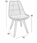 Καρέκλα Τραπεζαρίας Ξύλινη 4τμχ Bianca Grey Ύφασμα 50x56x46-83εκ. - Image 2