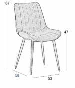 Καρέκλα Τραπεζαρίας Μεταλλική 4τμχ Bony Black Ύφασμα 53x58x47-87εκ. - Image 2