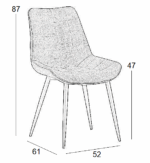 Καρέκλα Τραπεζαρίας Μεταλλική 4τμχ Denis Grey Ύφασμα 52x61x47-87εκ. - Image 2