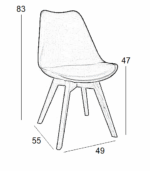Καρέκλα Τραπεζαρίας Ξύλινη 4τμχ Billy Beige Ύφασμα 49x55x47-83εκ. - Image 2