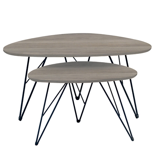 0012035 NANCY ΚΑΡΥΔΙ MDF ΣΕΤ 2 ΤΡΑΠΕΖΑΚΙΑ - Image 1