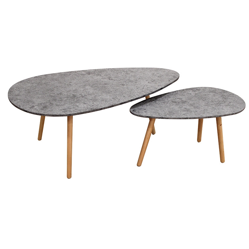 0012425 TAMY ΣΕΤ 2τμχ. CEMENT COLOR 116Χ65Χ45 & 75Χ43Χ40εκ. ΤΡΑΠΕΖΙ ΣΑΛΟΝΙΟΥ - Image 1