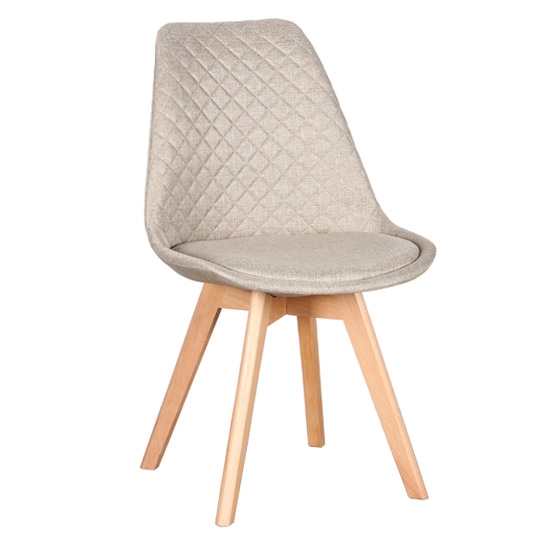 0012432 Καρέκλα Τραπεζαρίας Ξύλινη 4τμχ Bianca S Beige Ύφασμα 50x55x83.5εκ. - Image 1