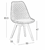 Καρέκλα Τραπεζαρίας Ξύλινη 4τμχ Bianca S Grey Ύφασμα 50x55x83.5εκ. - Image 2