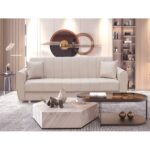 ELVA LIGHT BROWN ΥΦΑΣΜΑ 3ΘΕΣΙΟΣ ΚΑΝΑΠΕΣ/ΚΡΕΒΑΤΙ ΜΕ ΑΠΟΘ.ΧΩΡΟ 210X80εκ.