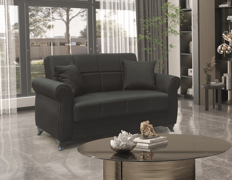 0012518 LENA BLACK ΥΦΑΣΜΑ 2ΘΕΣΙΟΣ ΚΑΝΑΠΕΣ/ΚΡΕΒΑΤΙ ΜΕ ΑΠΟΘ.ΧΩΡΟ 150Χ80εκ. - Image 1