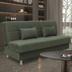 FELINA GREEN ΥΦΑΣΜΑ 3ΘΕΣΙΟΣ ΚΑΝΑΠΕΣ/ΚΡΕΒΑΤΙ ΜΕ ΑΠΟΘ.ΧΩΡΟ 182X90εκ.