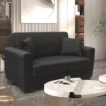 ANIMA BLACK ΥΦΑΣΜΑ 2ΘΕΣΙΟΣ ΚΑΝΑΠΕΣ/ΚΡΕΒΑΤΙ ΜΕ ΑΠΟΘ.ΧΩΡΟ 150Χ80εκ.