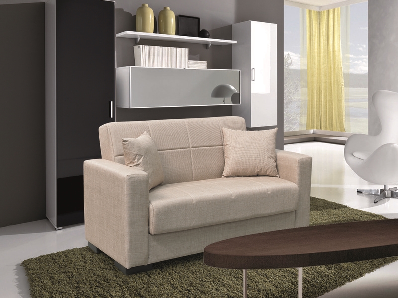 0012577 ROVER LIGHT BROWN ΥΦΑΣΜΑ 2ΘΕΣΙΟΣ ΚΑΝΑΠΕΣ/ΚΡΕΒΑΤΙ ΜΕ ΑΠΟΘ.ΧΩΡΟ 150Χ80εκ. - Image 1