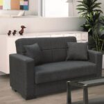 ROVER DARK GREY ΥΦΑΣΜΑ 2ΘΕΣΙΟΣ ΚΑΝΑΠΕΣ/ΚΡΕΒΑΤΙ ΜΕ ΑΠΟΘ.ΧΩΡΟ 150Χ80εκ.