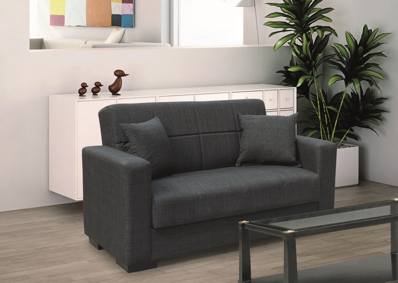 0012582 ROVER DARK GREY ΥΦΑΣΜΑ 2ΘΕΣΙΟΣ ΚΑΝΑΠΕΣ/ΚΡΕΒΑΤΙ ΜΕ ΑΠΟΘ.ΧΩΡΟ 150Χ80εκ. - Image 1