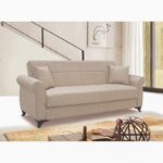 LENA LIGHT BROWN ΥΦΑΣΜΑ 3ΘΕΣΙΟΣ ΚΑΝΑΠΕΣ/ΚΡΕΒΑΤΙ ΜΕ ΑΠΟΘ.ΧΩΡΟ 210X80εκ.